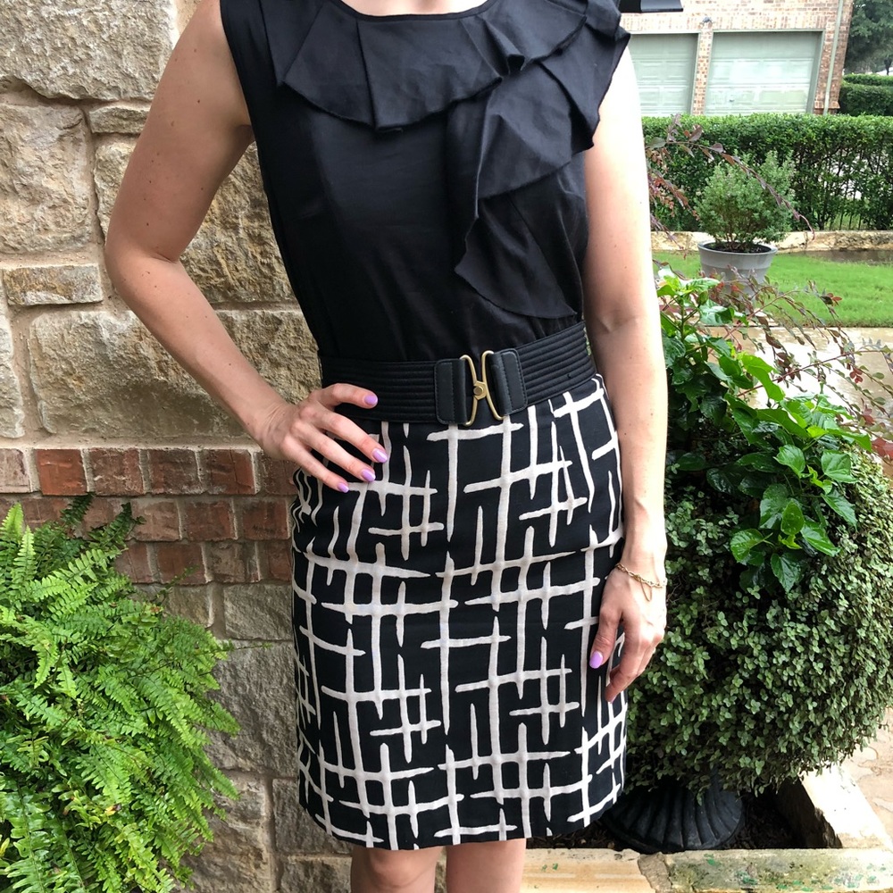 Max and Cleo Black Knee Length Dress with Belt